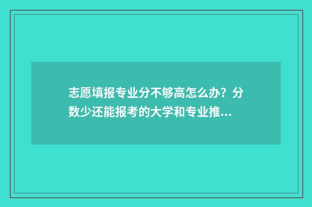 志愿填报专业分不够高怎么办?分数少还能报考的大学和专业推荐 志愿填报专业排序