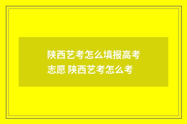 陕西艺考怎么填报高考志愿 陕西艺考怎么考