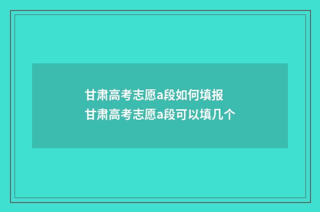 甘肃高考志愿a段如何填报 甘肃高考志愿a段可以填几个