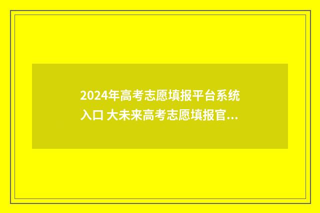 2024年高考志愿填报平台系统入口 大未来高考志愿填报官网