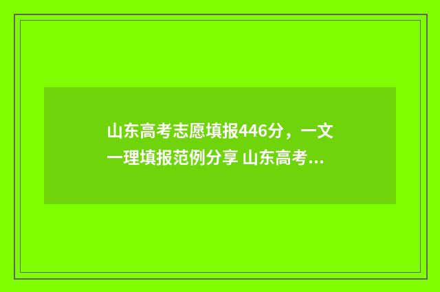 山东高考志愿填报446分，一文一理填报范例分享 山东高考志愿填报流程详细