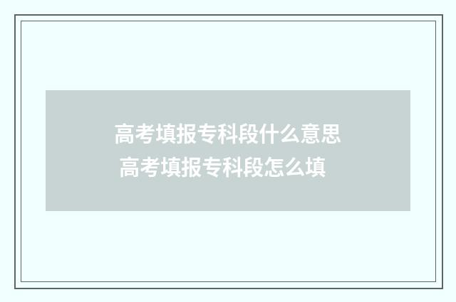 高考填报专科段什么意思 高考填报专科段怎么填