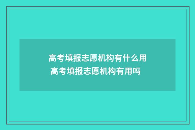 高考填报志愿机构有什么用 高考填报志愿机构有用吗