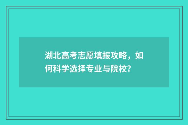 湖北高考志愿填报攻略，如何科学选择专业与院校？