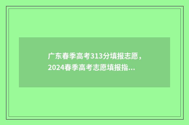 广东春季高考313分填报志愿，2024春季高考志愿填报指南 广东春季高考313分可以上什么大学