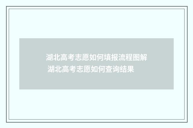 湖北高考志愿如何填报流程图解 湖北高考志愿如何查询结果