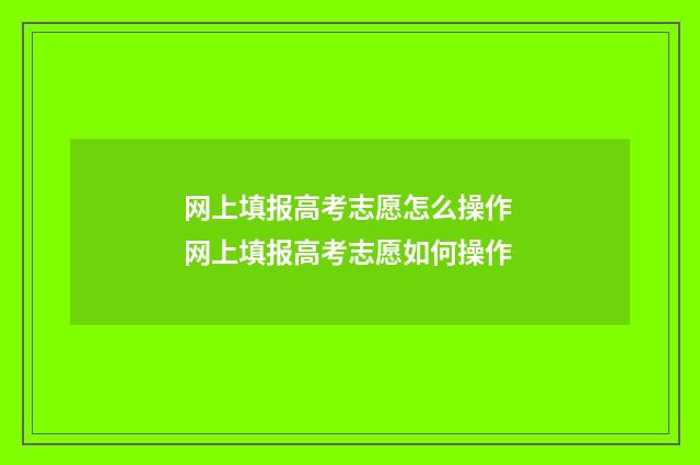 网上填报高考志愿怎么操作 网上填报高考志愿如何操作