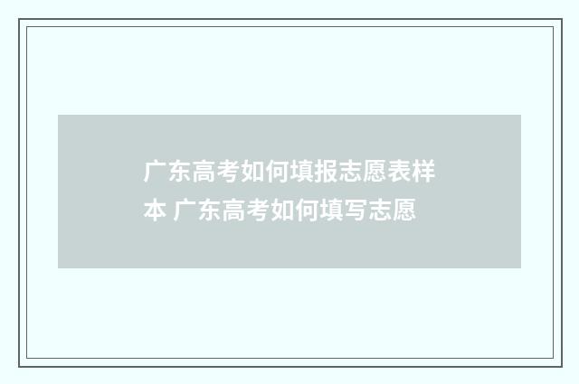 广东高考如何填报志愿表样本 广东高考如何填写志愿