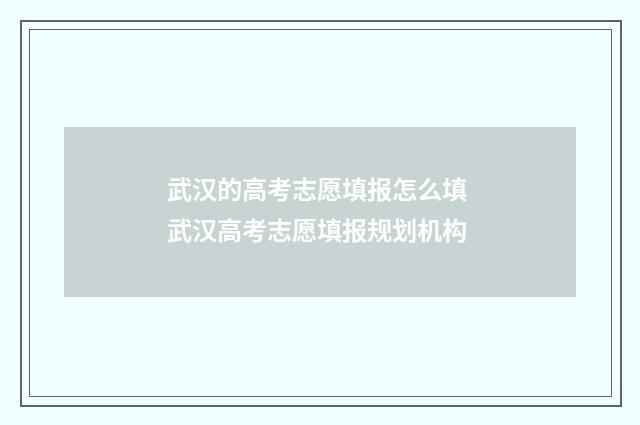 武汉的高考志愿填报怎么填 武汉高考志愿填报规划机构