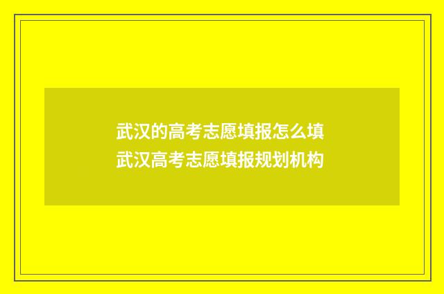 武汉的高考志愿填报怎么填 武汉高考志愿填报规划机构