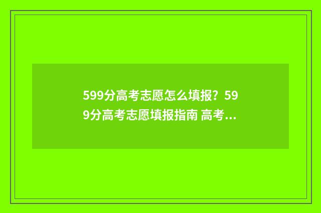 599分高考志愿怎么填报？599分高考志愿填报指南 高考599分什么概念