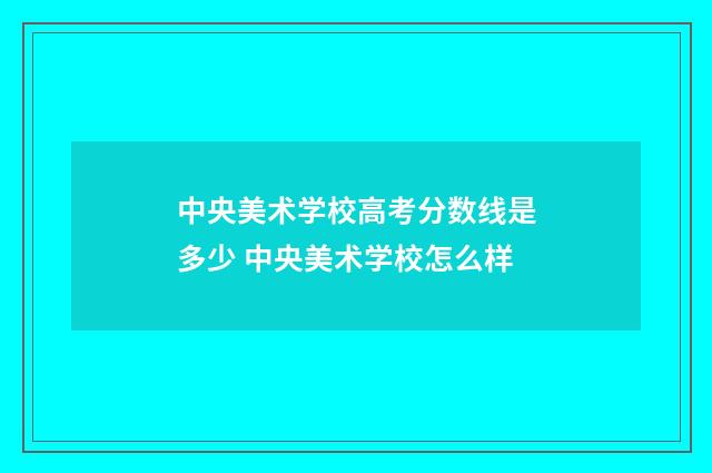 中央美术学校高考分数线是多少 中央美术学校怎么样