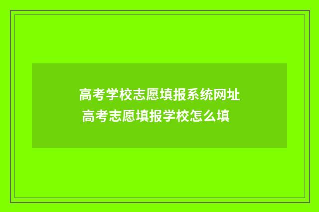 高考学校志愿填报系统网址 高考志愿填报学校怎么填