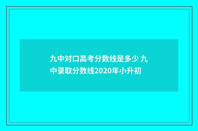 九中对口高考分数线是多少 九中录取分数线2020年小升初