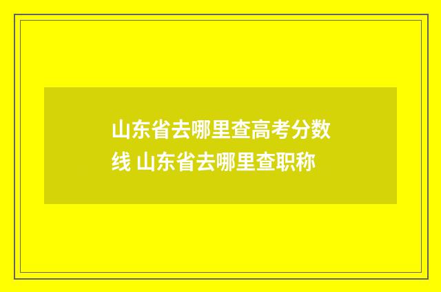 山东省去哪里查高考分数线 山东省去哪里查职称