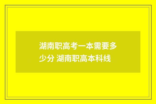 湖南职高考一本需要多少分 湖南职高本科线