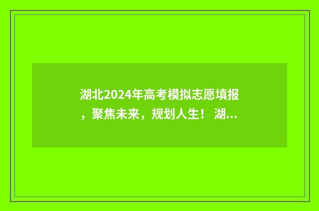 湖北2024年高考模拟志愿填报，聚焦未来，规划人生！ 湖北2024年高考人数