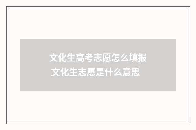 文化生高考志愿怎么填报 文化生志愿是什么意思