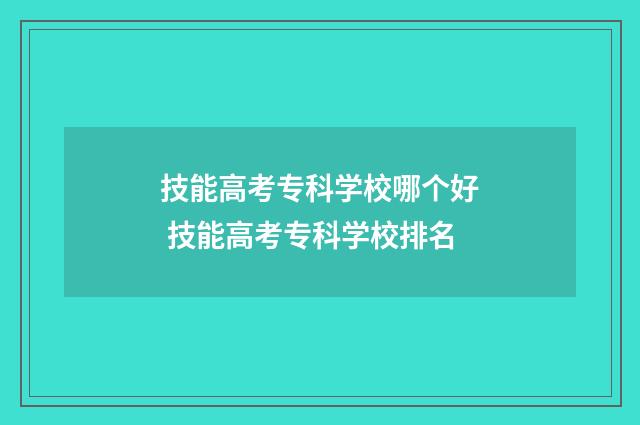 技能高考专科学校哪个好 技能高考专科学校排名