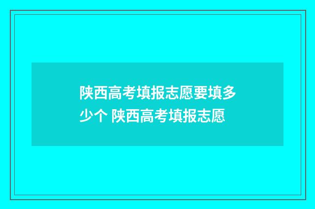 陕西高考填报志愿要填多少个 陕西高考填报志愿