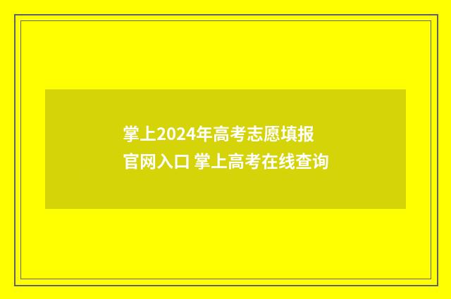 掌上2024年高考志愿填报官网入口 掌上高考在线查询