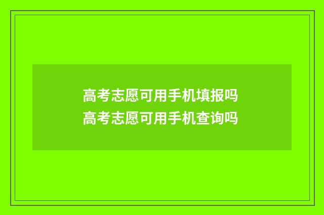 高考志愿可用手机填报吗 高考志愿可用手机查询吗
