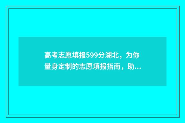 高考志愿填报599分湖北,为你量身定制的志愿填报指南,助你圆梦理想高校 高考志愿填报服务平台
