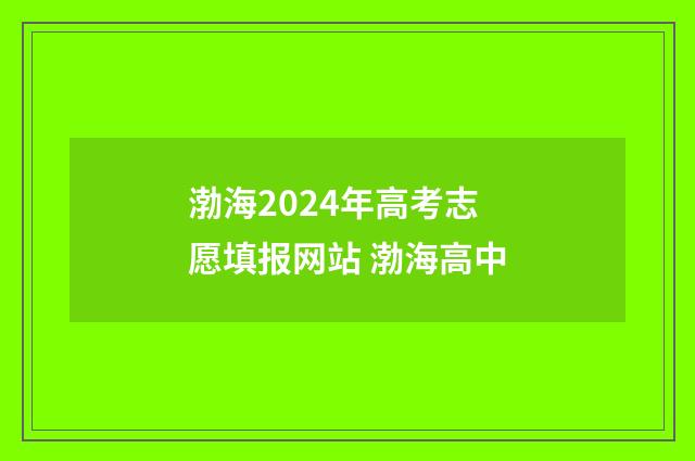 渤海2024年高考志愿填报网站 渤海高中
