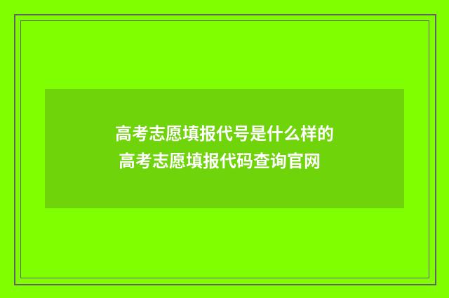 高考志愿填报代号是什么样的 高考志愿填报代码查询官网