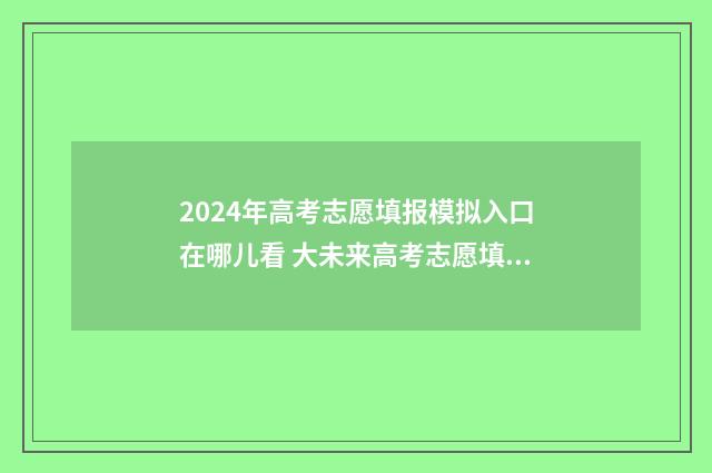 2024年高考志愿填报模拟入口在哪儿看 大未来高考志愿填报官网