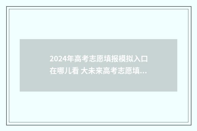 2024年高考志愿填报模拟入口在哪儿看 大未来高考志愿填报官网