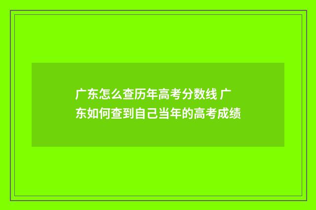 广东怎么查历年高考分数线 广东如何查到自己当年的高考成绩