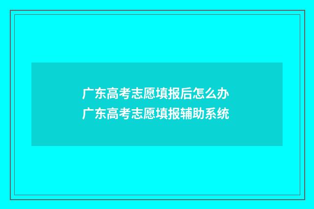 广东高考志愿填报后怎么办 广东高考志愿填报辅助系统
