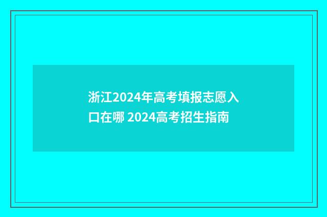 浙江2024年高考填报志愿入口在哪 2024高考招生指南