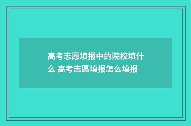 高考志愿填报中的院校填什么 高考志愿填报怎么填报