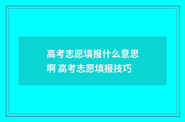 高考志愿填报什么意思啊 高考志愿填报技巧
