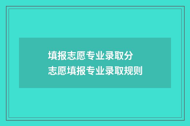 填报志愿专业录取分 志愿填报专业录取规则