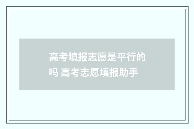 高考填报志愿是平行的吗 高考志愿填报助手