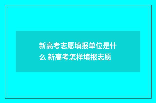 新高考志愿填报单位是什么 新高考怎样填报志愿