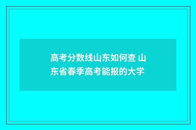 高考分数线山东如何查 山东省春季高考能报的大学