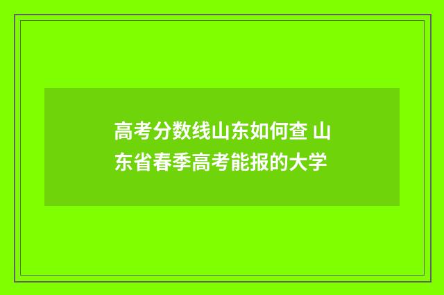高考分数线山东如何查 山东省春季高考能报的大学