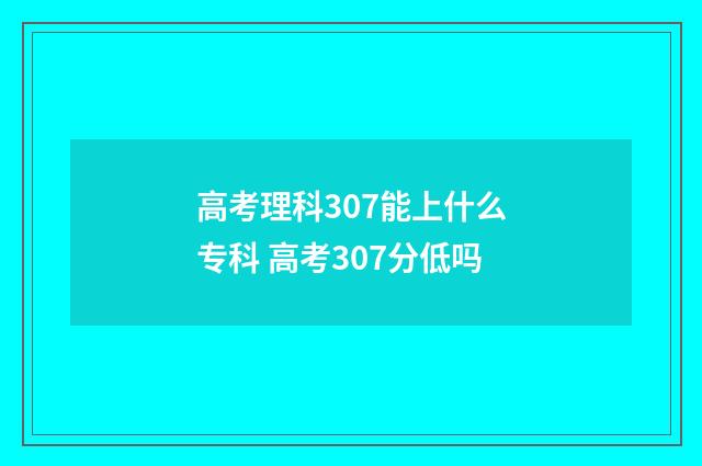 高考理科307能上什么专科 高考307分低吗