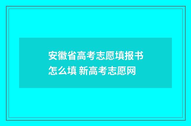 安徽省高考志愿填报书怎么填 新高考志愿网