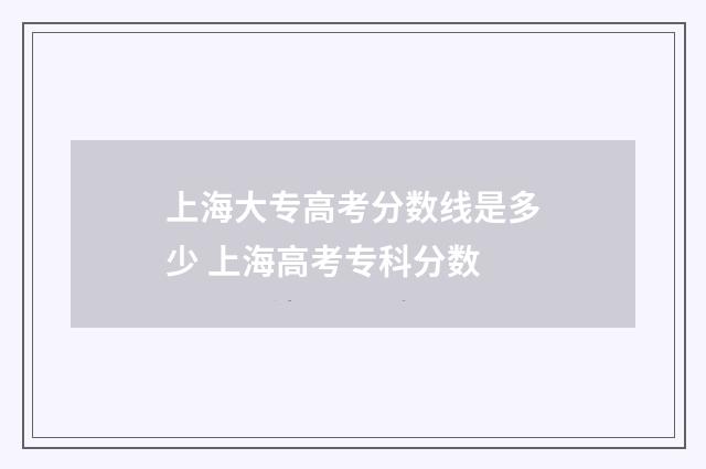 上海大专高考分数线是多少 上海高考专科分数