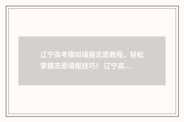 辽宁高考模拟填报志愿教程,轻松掌握志愿填报技巧! 辽宁高考模拟填报现场(本科批)表格