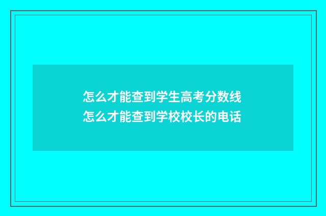 怎么才能查到学生高考分数线 怎么才能查到学校校长的电话