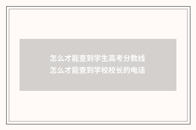 怎么才能查到学生高考分数线 怎么才能查到学校校长的电话