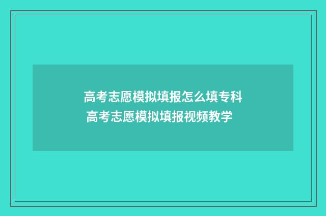 高考志愿模拟填报怎么填专科 高考志愿模拟填报视频教学