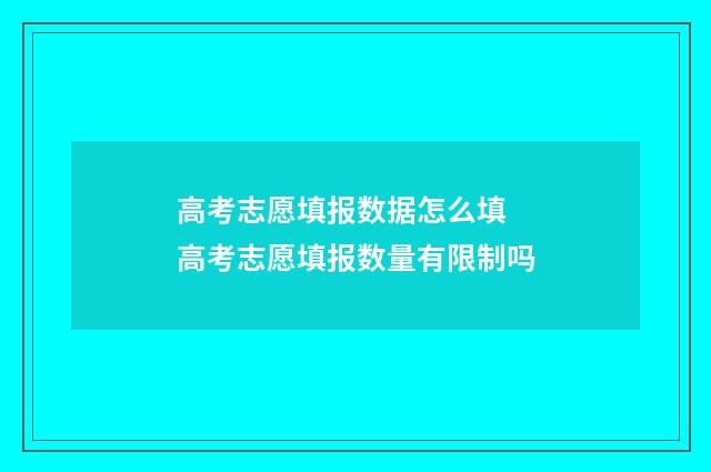 高考志愿填报数据怎么填 高考志愿填报数量有限制吗