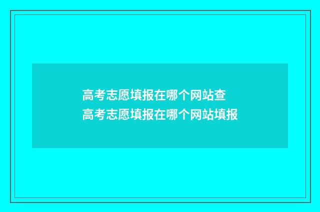 高考志愿填报在哪个网站查 高考志愿填报在哪个网站填报
